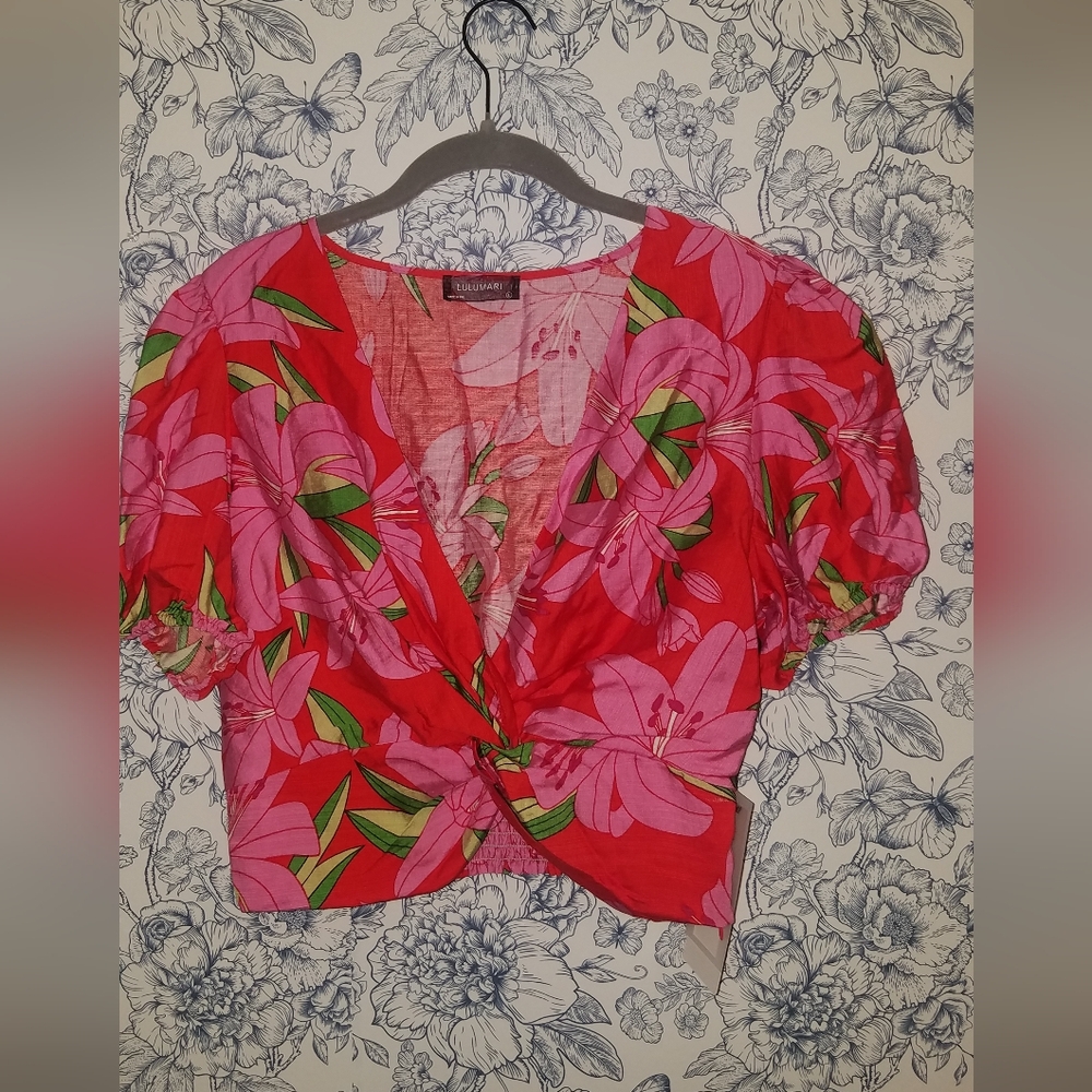 **SUMMER** Red and Pink Floral Crop